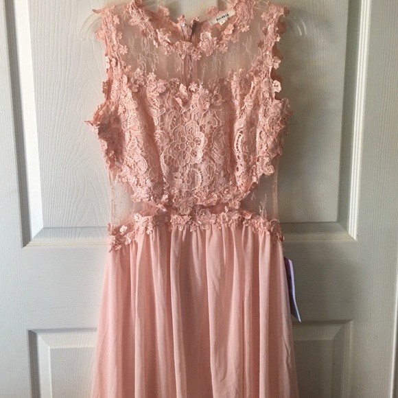 Blush floor-length floral lace dress - Picture 4 of 8